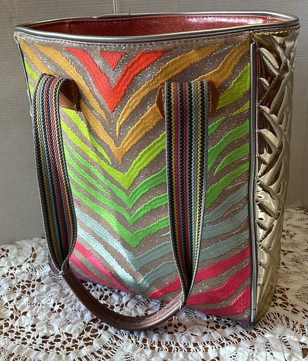 Consuela Veronica Tote Bag Purse Rainbow Gold Sparkle